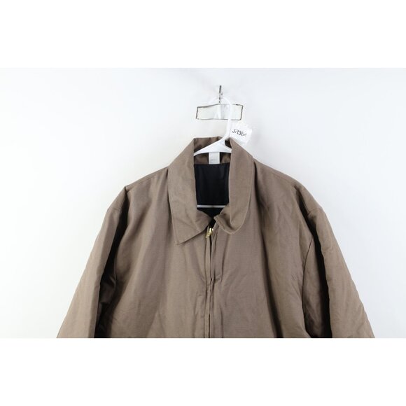 Vintage 90s Military Style Mens Large Faded Blouson Full Zip Jacket Canvas Brown - Picture 2 of 13